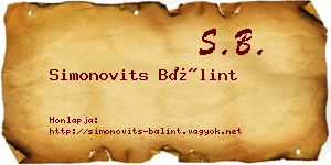 Simonovits Bálint névjegykártya